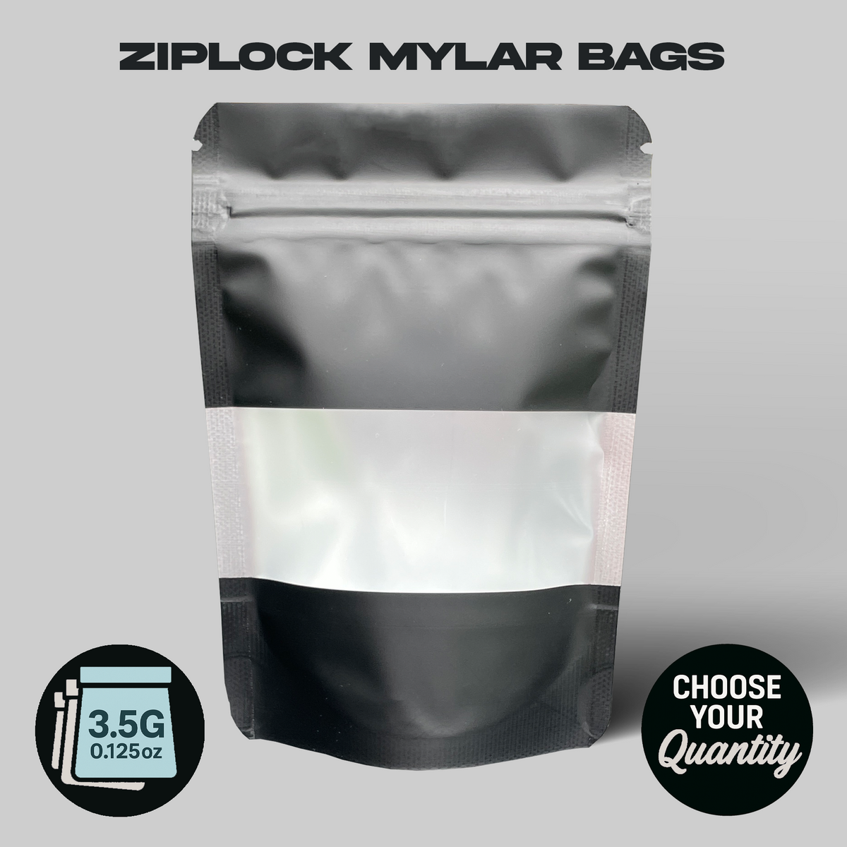 Black Window Mylar Bags 3.5G